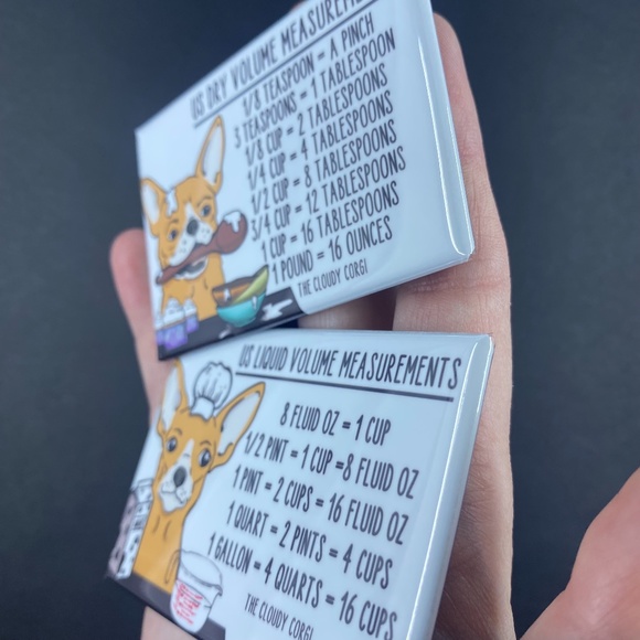 Tan & White Chihuahua Dog Measuring Chart Magnets Kitchen Cooking Baking Guide - Picture 4 of 4